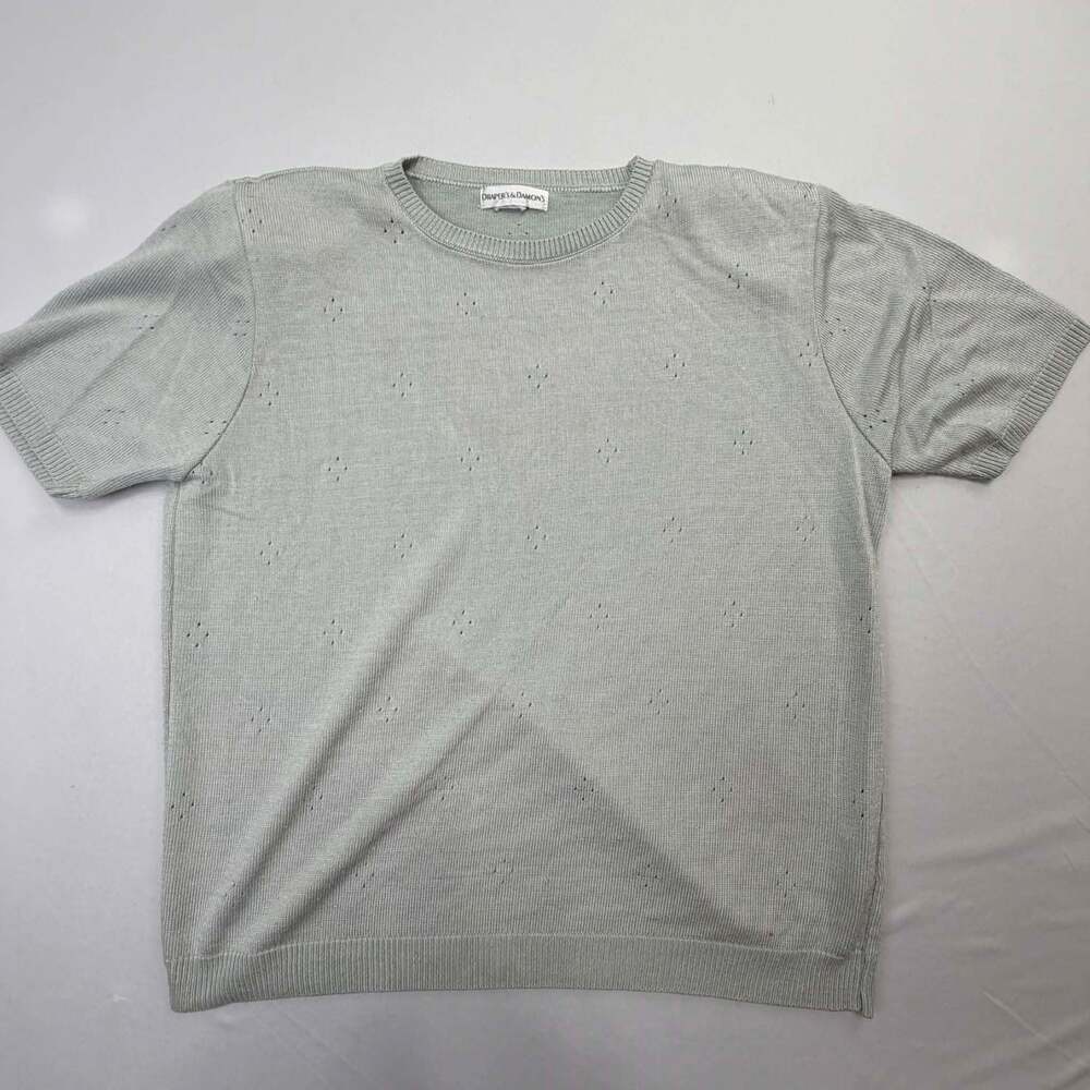 Draper's & Damon's Short Sleeve Pointelle Knit Sweater Sage Green